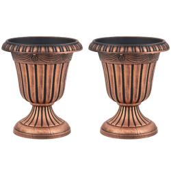 Lot de 2 jardini&egrave;res urnes vintage 41 x 46,5 cm assemblage simple d&eacute;coratives en PP bronze 20_00124