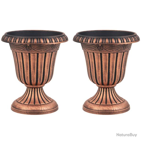 Lot de 2 jardini�res urnes vintage 41 x 46,5 cm assemblage simple d�coratives en PP bronze 20_00124