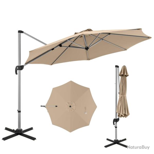 Parasol d�port� 339 x 260 cm rotation 360� inclinaison r�glable design moderne en polyester teint b