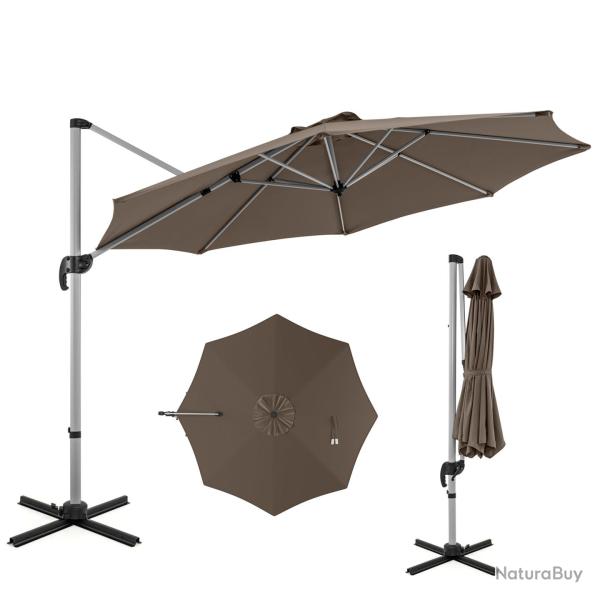 Parasol d�port� en 339 x 260 cm avec rotation 360� et inclinaison r�glable moderne en polyester tei