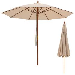 Parasol de jardin pliable 283 x 252,5 cm m&eacute;canisme de poulie ventil&eacute; ambiance cosy en polyester bei