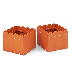 Lot de 2 jardini&egrave;res carr&eacute;es pour plantes 32 x 30 x 25 cm avec drainage syst&egrave;me rustique en hdpe or