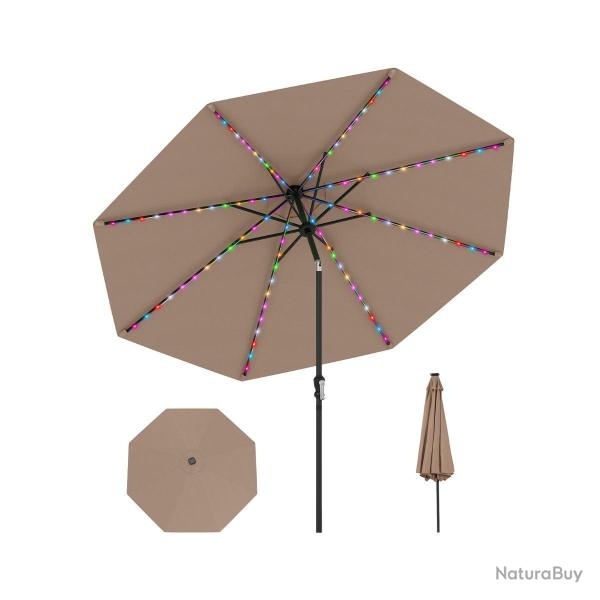 Parasol de patio solaire 3 m inclinaison r�glable 96 lumi�res led ambiance cosy design contemporain