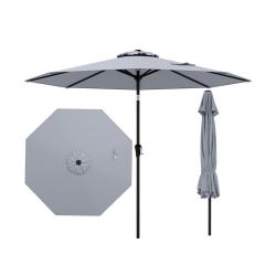 Parasol de patio 270 x 270 x 240 cm inclinaison facile structure robuste finition gris 20_0012983