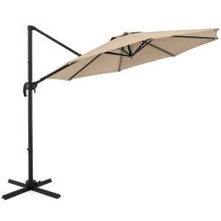 Parasol cantilever rond 308 x 248 cm avec inclinaison r&eacute;glable et rotation 360&deg; style moderne en po