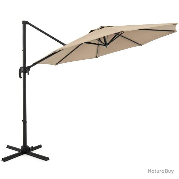 Parasol cantilever rond 308 x 248 cm avec inclinaison r�glable et rotation 360� style moderne en po