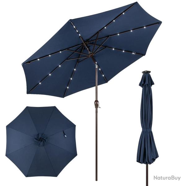 Parasol inclinable 300 cm avec 24 lumi�res led pour jardin et terrasse ambiance cosy en polyester b