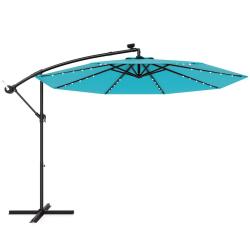 Parasol d&eacute;port&eacute; solaire 300 x 300 x 250 cm ombrage r&eacute;glable avec &eacute;clairage LED style contemporain e