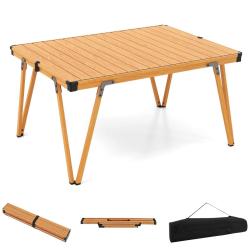 Table de camping pliante 93 x 69 x 47,5 cm l&eacute;g&egrave;re et imperm&eacute;able style moderne en aluminium marron