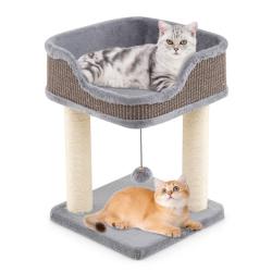 Arbre &agrave; chat 3-en-1 compacte 38 x 38,5 x 51 cm assise ergonomique design moderne en sisal gris 20_0