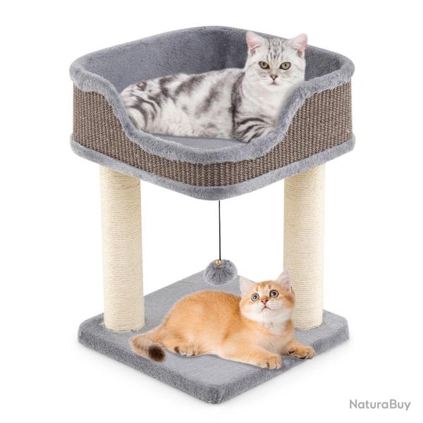Arbre � chat 3-en-1 compacte 38 x 38,5 x 51 cm assise ergonomique design moderne en sisal gris 20_0