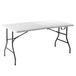 Table de camping pliable 150 x 75 x 74,5 cm stable et imperm&eacute;able moderne HDPE blanc 20_0013908