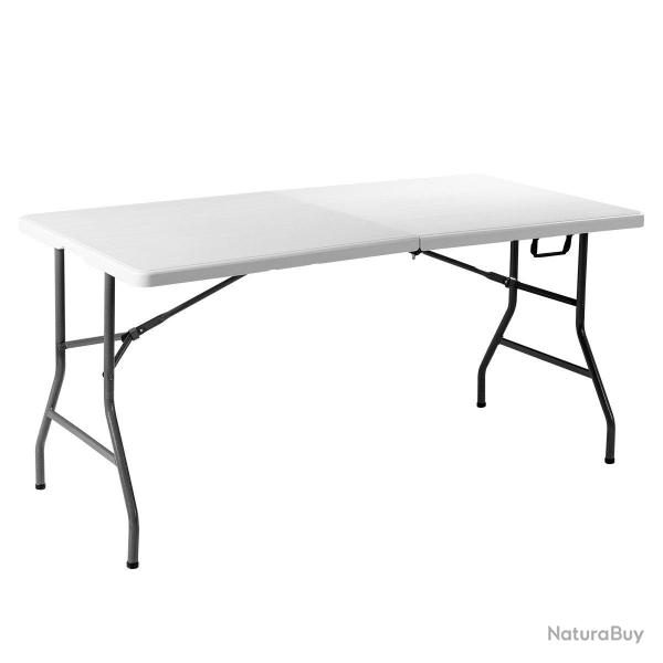 Table de camping pliable 150 x 75 x 74,5 cm stable et imperm�able moderne HDPE blanc 20_0013908