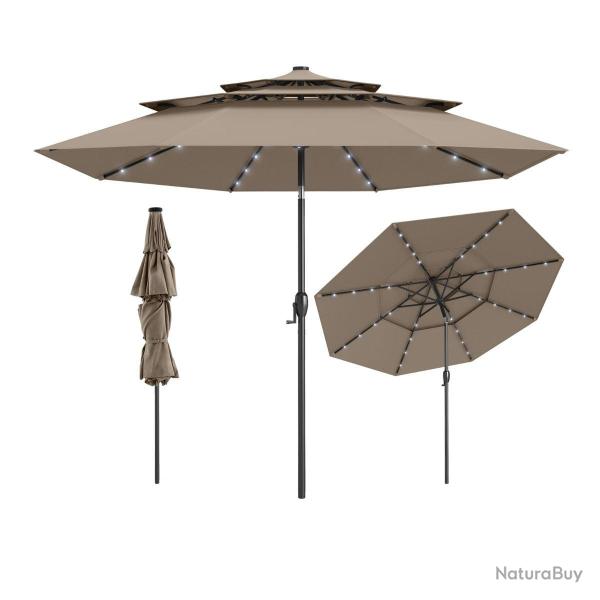 Parasol de patio lot de 1 solaire 313 x 248 cm 32 lumi�res led inclinaison automatique ambiance cos