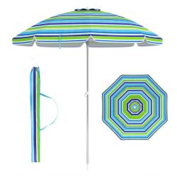 Parasol inclinable de plage 198 x 206 cm avec ancrage de sable et sac de transport design moderne e