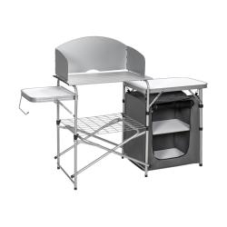 Table de camping pliable avec rangement 146 x 45,5 x 112 cm stockage pratique design moderne en alu
