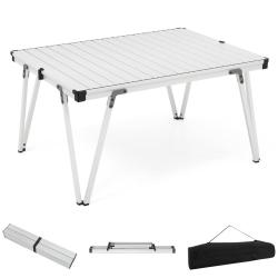 Table de camping pliante 93 x 69 x 47,5 cm l&eacute;g&egrave;re et &eacute;tanche style moderne en aluminium gris 20_001