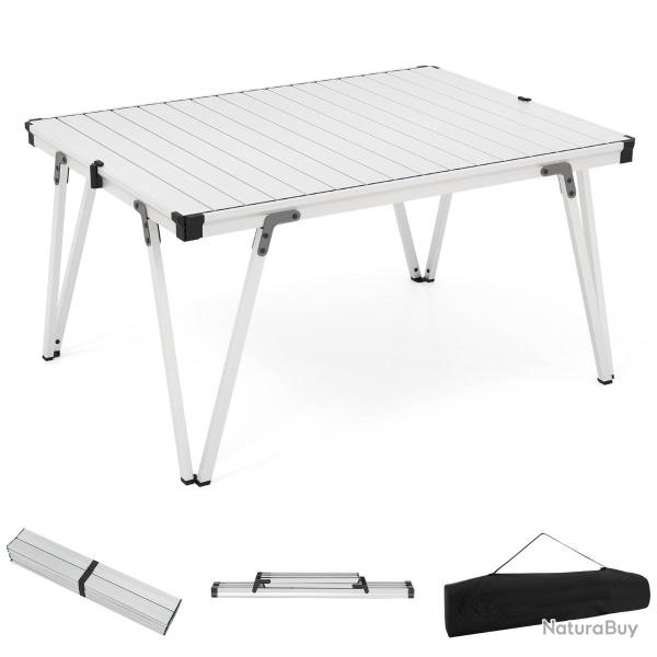 Table de camping pliante 93 x 69 x 47,5 cm l�g�re et �tanche style moderne en aluminium gris 20_001