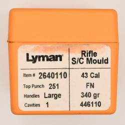 Moule 1 cavit&eacute; .43 CAL 340gr LYMAN #2640110 (.43/11mm MAUSER - 44-60/77/90 Sharps/Remington) - NEUF