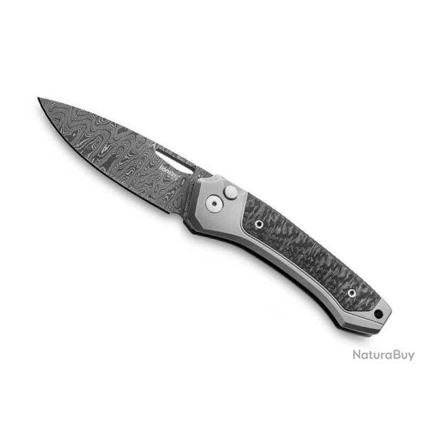 COUTEAU LIONSTEEL TWAIN TITANIUM GRIS/FIBRE DE CARBONE DAMAS
