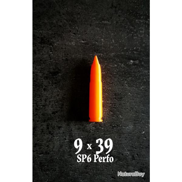 Fausse cartouche, lot de 3 douilles amortisseurs 9x39 Russe , profil ogive SP6 Perforante