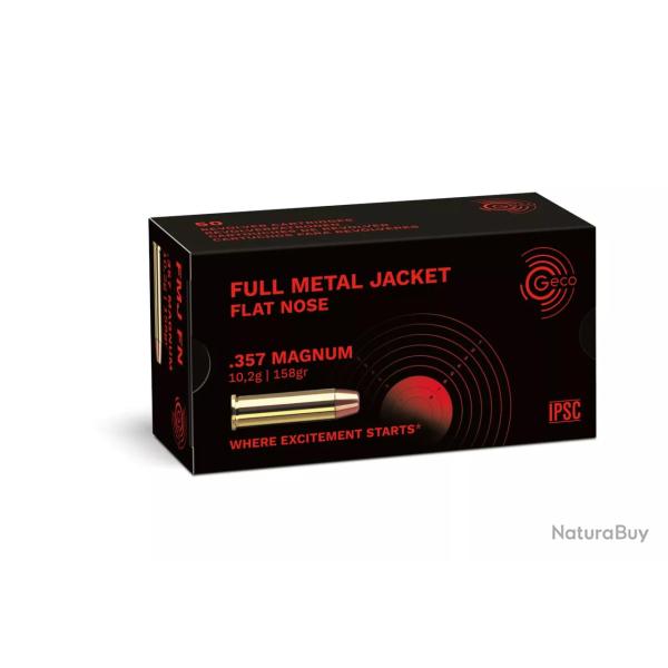 50 balles FMJ Cal.357 MAG 158Grs GECO