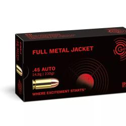50 balles FMJ Cal.45 ACP 230Grs GECO
