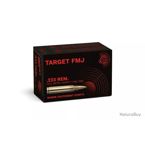 50 balles FMJ Target Cal.223Rem 55Grs GECO