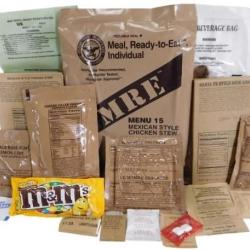 Ration MRE autochauffante 24h - repas pr&ecirc;t &agrave; manger de l'arm&eacute;e am&eacute;ricaine