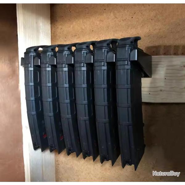 Support mural tactique 6 fentes pour chargeurs AR-15/PMAG/AK - Rangement ABS - Neuf 1� sans r�serve