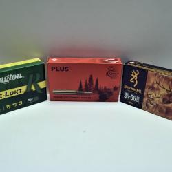 Lot de 3 boites de munitions Remington, Geco et Browning - Cal. 30-06