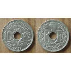 France 10 Centimes 1939 Lindauer Piece Centime En Franc Francs