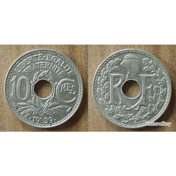 France 10 Centimes 1939 Lindauer Piece Centime En Franc Francs