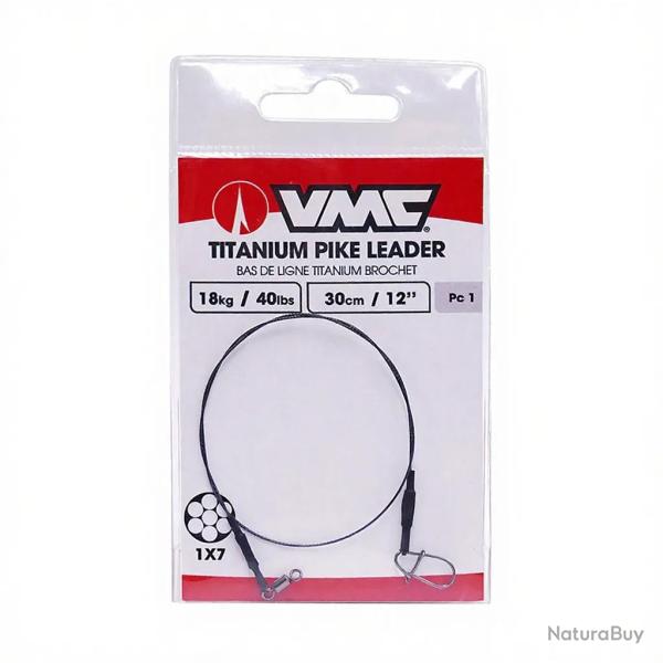 Bas de ligne VMC Titanium leader Pike / 1x7 / 40lb / 50cm