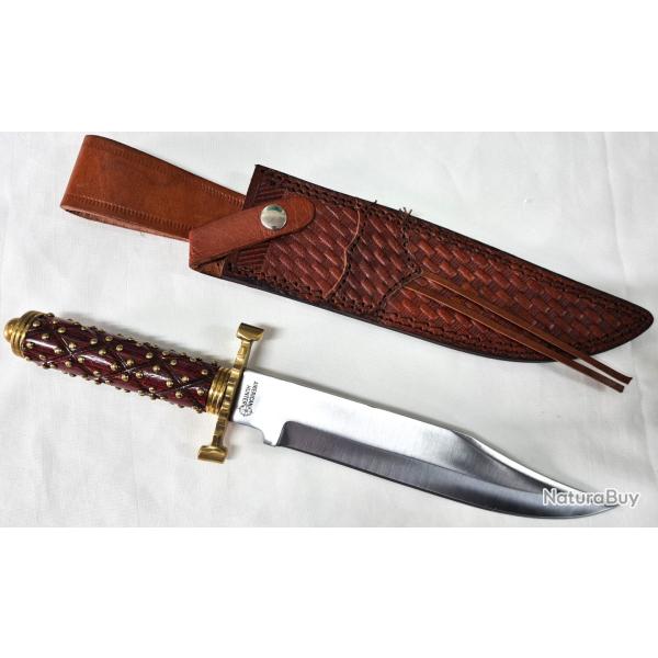 Poignard Couteau Moyen Age Lame Acier Carbone Manche Bois Clout� Fa�on M�di�val Etui Cuir