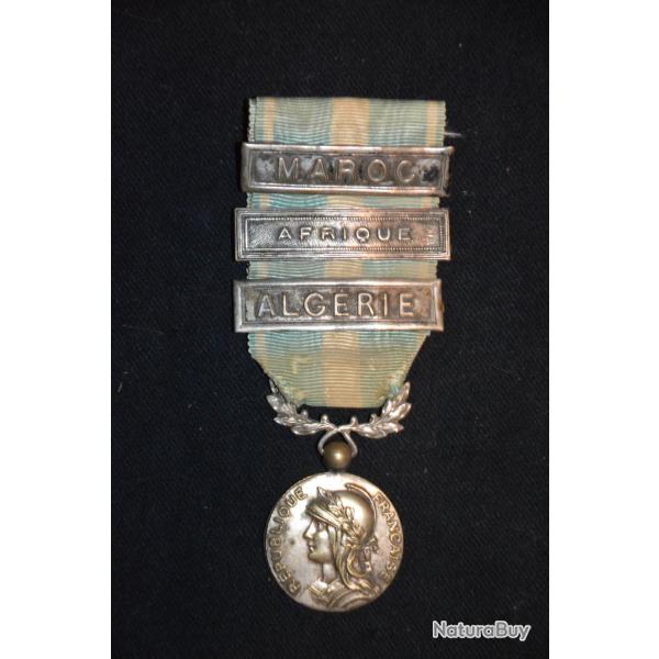 MEDAILLE COLONIALE MODULE UNIFACE-AGRAFES MAROC-AFRIQUE-ALGERIE.