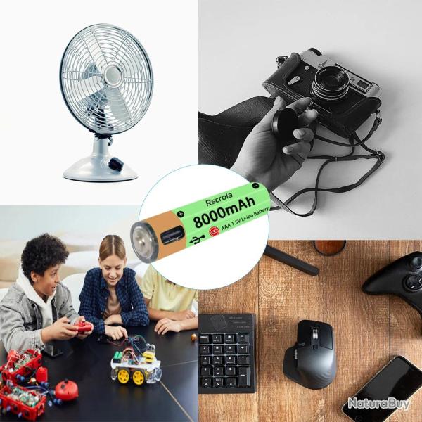 Piles AAA Li-ion Rechargeable USB-C 8000mAh, Modele: 2pcs