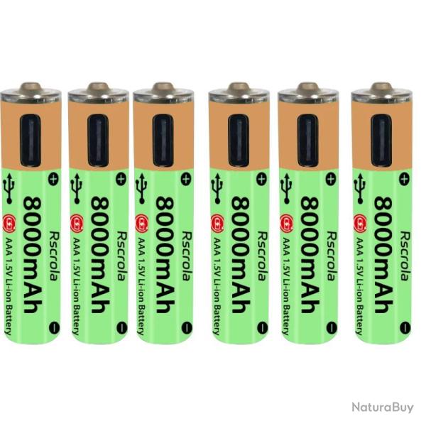 Piles AAA Li-ion Rechargeable USB-C 8000mAH-6pcs 20260729082525
