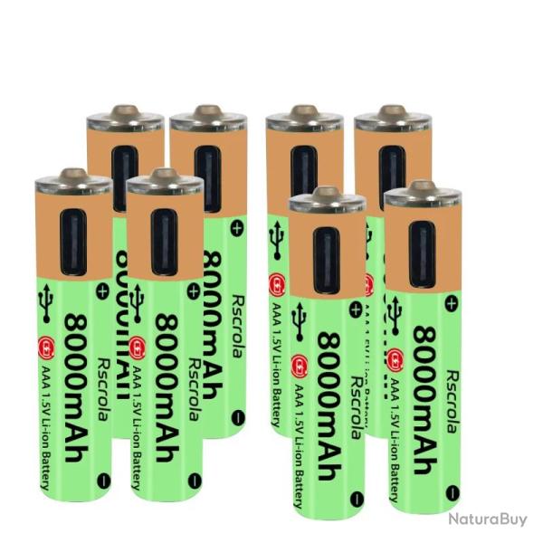 Piles AAA Li-ion Rechargeable USB-C 8000mAh, Modele: 8pcs