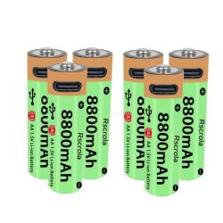 Piles AA Li-ion Rechargeable USB-C 8800mAh, Modele: 6pcs