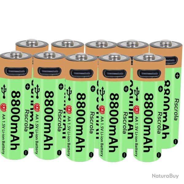 Piles AA Li-ion Rechargeable USB-C 8800mAh, Modele: 10pcs