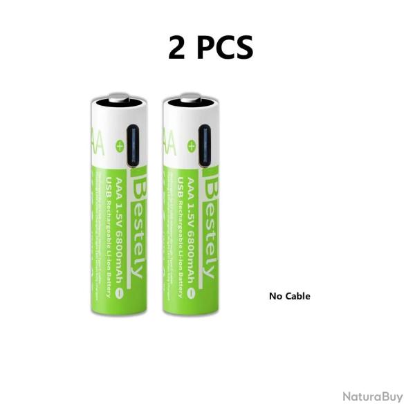 Piles AAA Li-ion Rechargeable USB-C 6800mAh, Modele: 2pcs