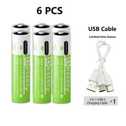 Piles AAA Li-ion Rechargeable USB-C 6800mAh, Modele: 6pcs