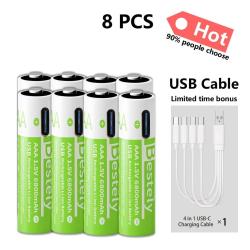 Piles AAA Li-ion Rechargeable USB-C 6800mAh, Modele: 8pcs
