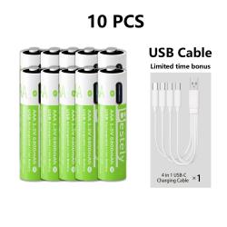 Piles AAA Li-ion Rechargeable USB-C 6800mAh, Modele: 10pcs