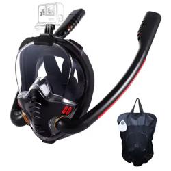 Masque de Plong&eacute;e en Apn&eacute;e Adulte Double tube anti-bu&eacute;e HD Etanche Silicone Confort Tuba Sec int&eacute;gr&eacute;