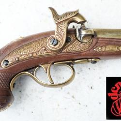 DENIX - Pistolet Derringer baby Philadelphia &agrave; percussion chemin&eacute;e - ref EBR24DER001