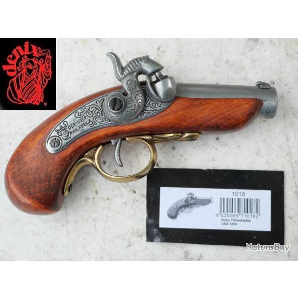 DENIX - Pistolet Derringer baby Philadelphia � percussion chemin�e - EBR24DER003