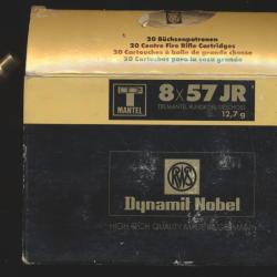 (5939) 12 &eacute;tui tir&eacute;s 1 fois avec boite  PORT OFFERT 8x57JR RWS