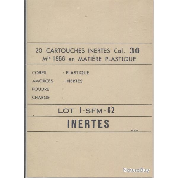 Une �tiquette GEVELOT - SFM neuve et originale .30-06 inerte d'usine rare